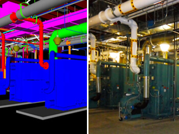 BIM graphic with comparison of completed project 