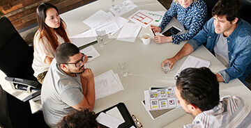 Aerial view of a board meeting